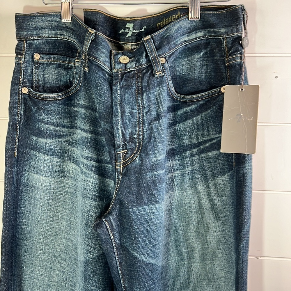 NWT 7 for all man kind mens button fly jeans relaxed 31/36. MN59 - Picture 2 of 5